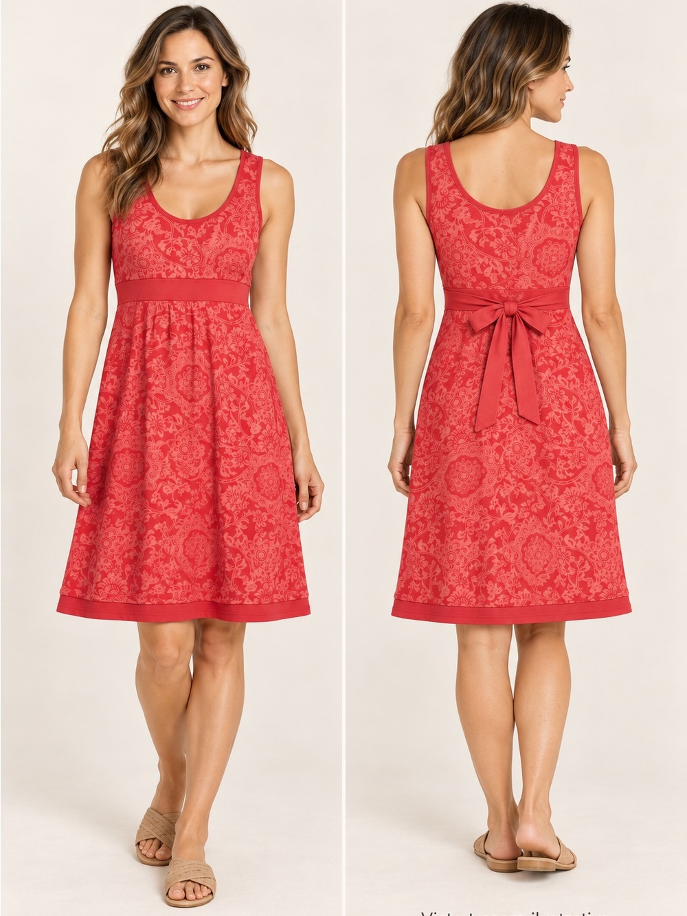 Eddie Bauer Coral Sleeveless Printed Dress